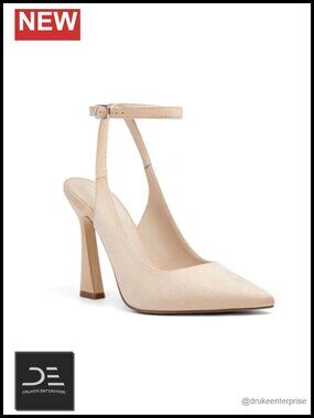 Faux Suede Slingback High Heel Pumps Pointed Toe Ankle Strap Wedding Dress Shoes